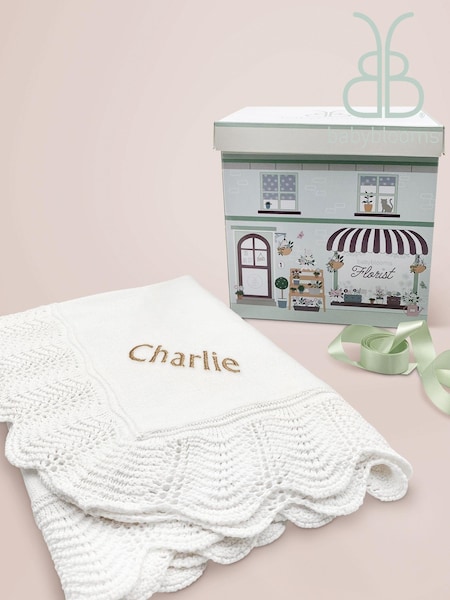 Babyblooms 100% Cotton Personalised Luxury Knitted Baby Blanket Gift (379638) | £40