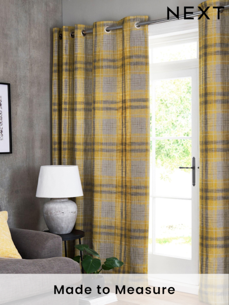 Gold Astley Check Made To Measure Curtains (379664) | £44