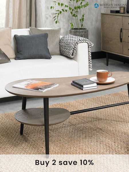 Bentley Designs Natural Vintage Weathered Oak Shaped Coffee Table (380086) | £180