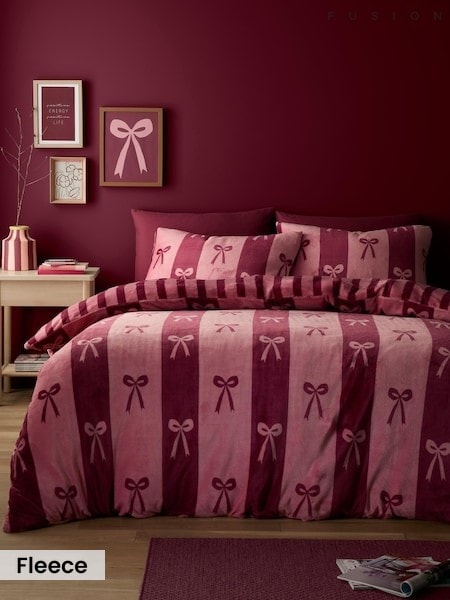 Fusion Bows Fleece Duvet Cover & Pillowcase Set