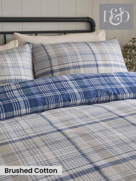 Dreams & Drapes Bennet Check Brushed Cotton Reversible Duvet Cover Set