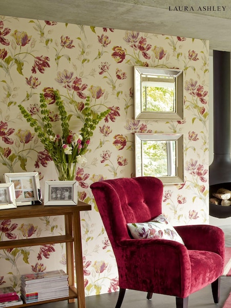 Laura Ashley Cranberry Gosford A4 Wallpaper Sample (380787) | £1