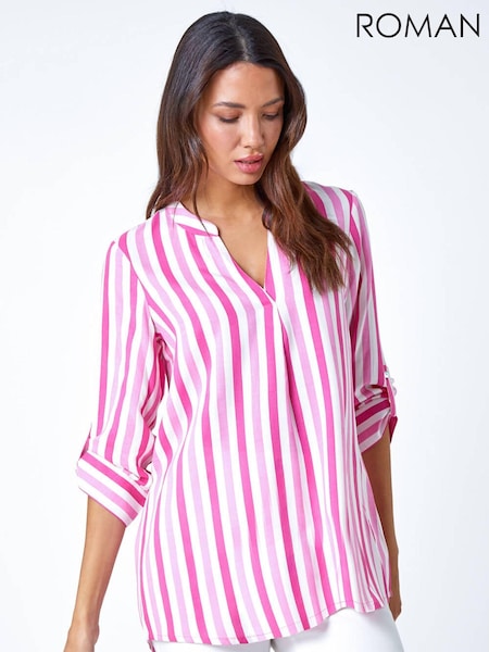 Roman Pink Stripe Print Pleat Detail Tunics (383301) | £35