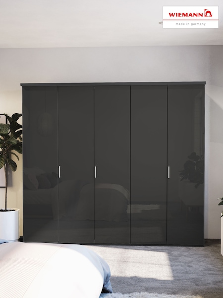 Wiemann Peyton Graphite Glass Semi Fitted 5 Door Wardrobe (383963) | £1,555