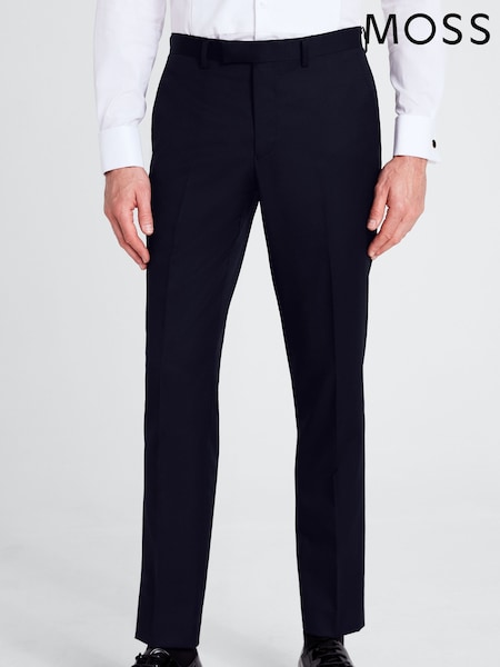 MOSS Navy Blue Tailored Fit Navy Blue Twill Trousers (384800) | £110