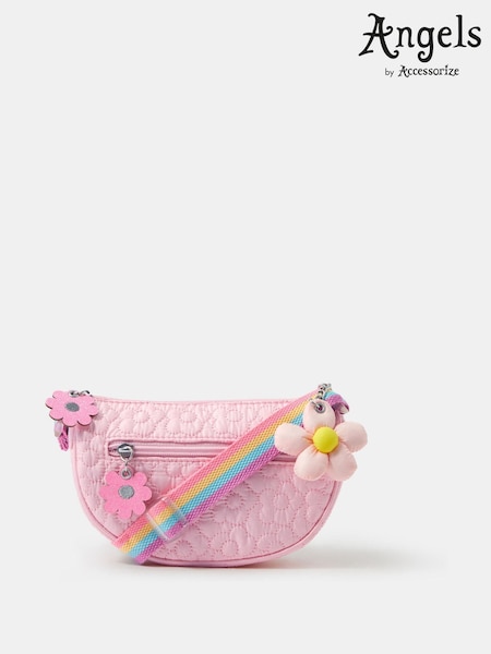 Pink - Angels By Accessorize Flower Quilted Crossbody Bag
