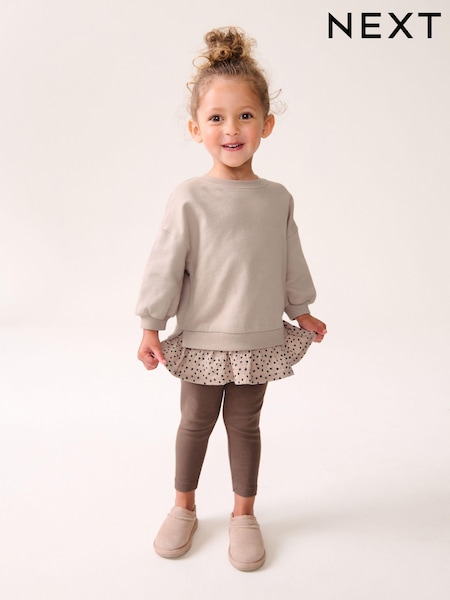 Neutral Pink Long Sleeve Top and Leggings Set (3mths-7yrs) (386058) | £14 - £18