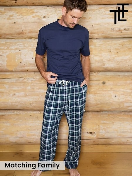 Blue - Regular The Little Tailor Checked Flannel Relaxed Christmas Pyjamas