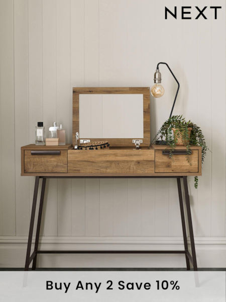 Dark Bronx Oak Effect 2 Drawer Dressing Table (388459) | £299