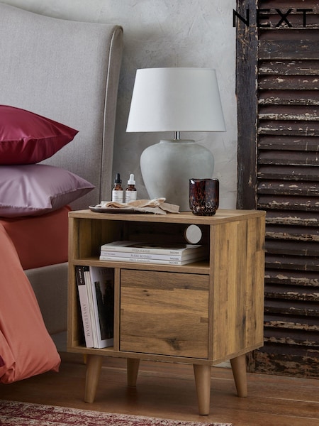 Dark Bronx Oak Effect Multi Bedside Table (388538) | £135