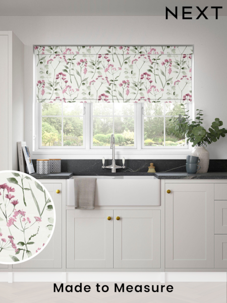Rose Pink Isla Floral Made to Measure Roller Blind (388597) | £57