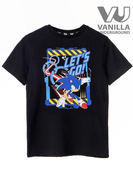 Vanilla Underground Black Boys Sonic 100% Cotton T-Shirt (389246) | £14