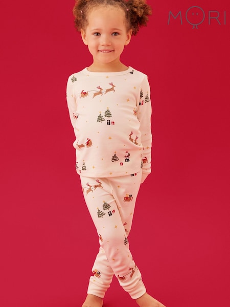 Cream - Mori Supersoft Christmas Sleigh Pyjamas Set