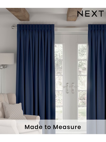 Navy Blue 100% Cotton Made To Measure Curtains (390198) | £61