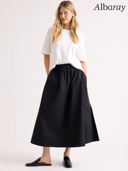 Black - Albaray Cotton Full Skirt