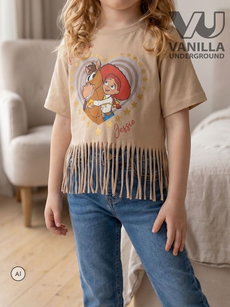 Brown - Vanilla Underground Disney Jessie And Bullseye Fringe Short Sleeved T-shirt