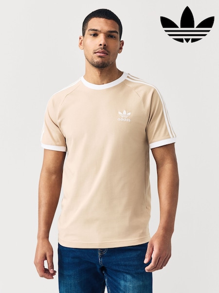 adidas Loght Brown Adicolor Classics 3-Stripes 100% Cotton T-Shirt (391739) | £28