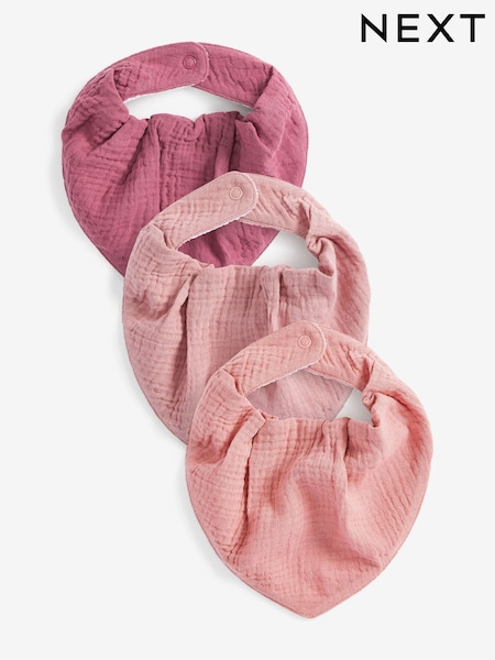 Pink Baby Muslin Dribble 100% Cotton Bibs 3 Pack (392664) | £7