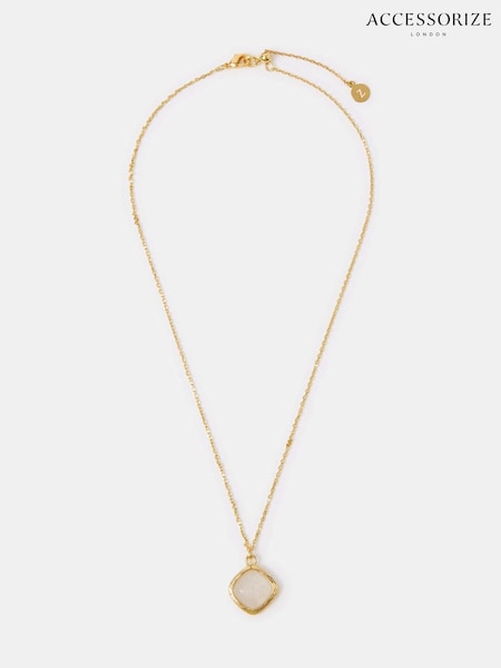 Gold Tone - Accessorize 14ct Cloudy Quartz Pendant Necklace