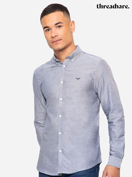 Threadbare Light Grey Oxford Long Sleeve Shirt (393413) | £24