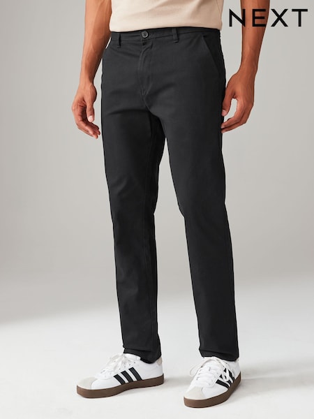 Black Slim Fit Stretch Printed Soft Touch Chino Trousers (393694) | £22