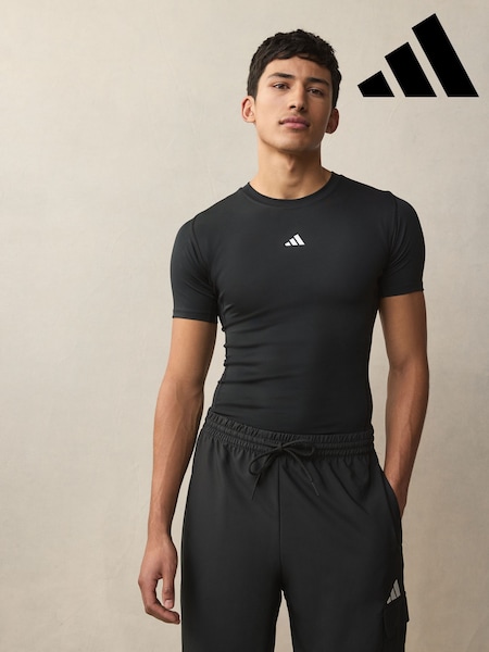 adidas Black TECHFIT Compression Training T-Shirt (394420) | £28