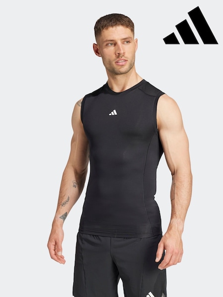 adidas Black Techfit Compression Training Sleeveless Vest (394460) | £23