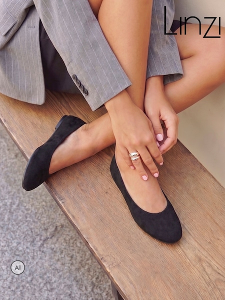 Black - Linzi Astra Wide Fit Ballet Flats