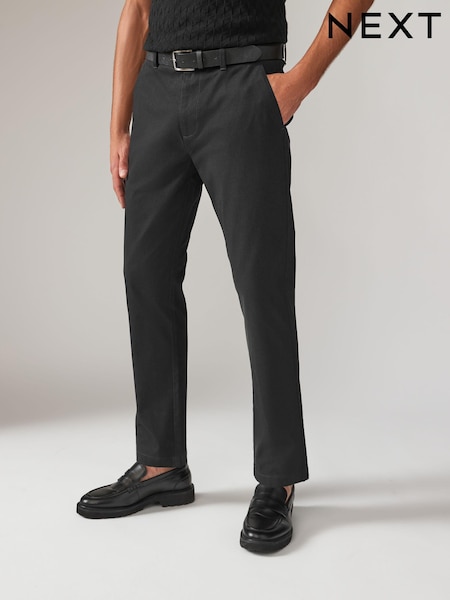 Black Slim Fit Printed Belted Soft Touch Chino Trousers (394678) | £30