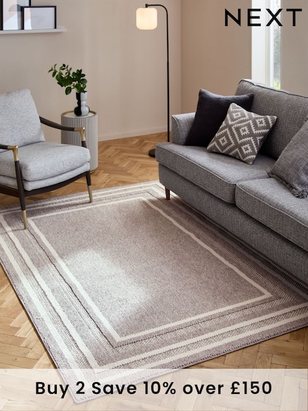 Light Grey Albie Bobble Border Rug (394763) | £45 - £235
