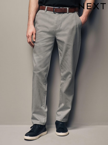 Grey Slim Fit Belted Soft Touch Chino Trousers (394789) | £30