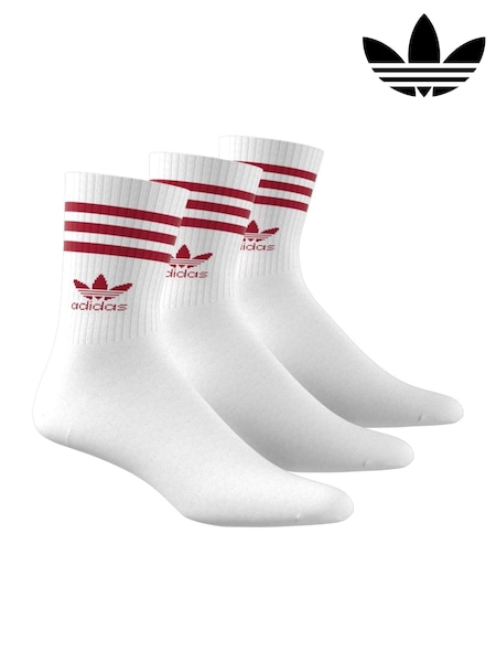 adidas Originals Off White Mid Cut Crew Socks 3 Pack (394965) | £12