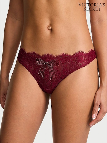 Red Lacquer - Victoria's Secret Shine Bow Lace Knickers