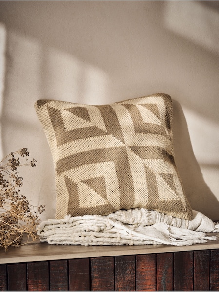 French Connection Natural Sundial Woven Wool Cushion (395953) | £35