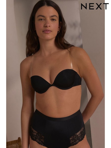 Black Lightly Lined Strapless Multiway Clear Back Smoothing Strapless Bra A-E (396118) | £16