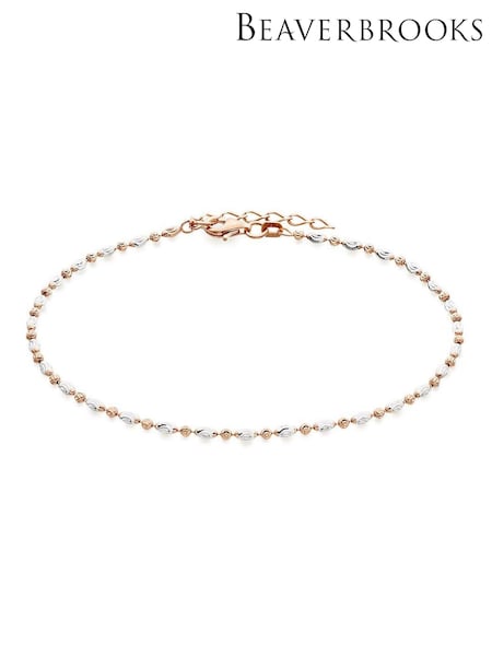 Beaverbrooks Silver and Rose Gold Plated Sparkle Anklet (396202) | £45