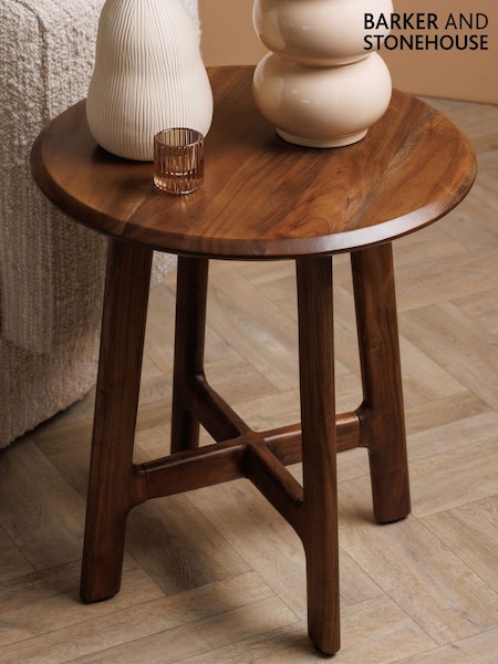 Barker And Stonehouse Cresta Round Acacia Side Table