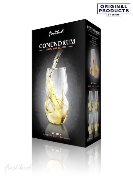 Jeray Clear Final Touch Set of 4 Conundrum White Wine Glasses (396611) | £30