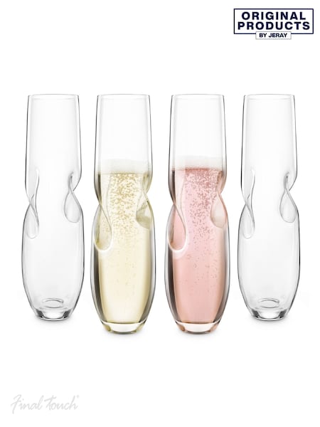 Jeray Clear Final Touch Set of 4 Bubbles Stemless Champagne Sp Glasses (397159) | £35