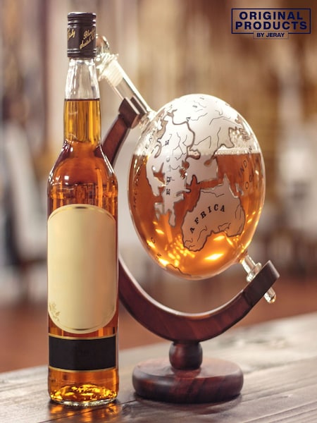 Jeray Clear Bar Originale Silver Plane Globe 750ml Decanter (397363) | £50