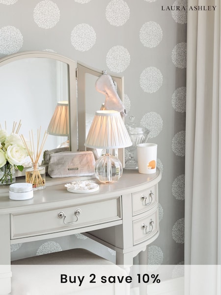 Laura Ashley Dove Grey Clifton Dressing Table and Stool Set (397500) | £1,000