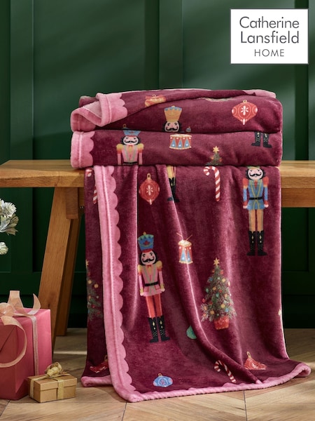 Catherine Lansfield Teddy Christmas Nutcracker Cosy And Warm Fleece Throw