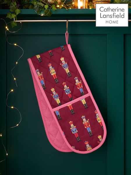Catherine Lansfield Christmas Nutcracker Double Oven Cotton Gloves