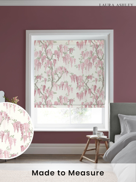 Laura Ashley Coral Pink Wisteria Made to Measure 100% Cotton Roman Blinds (399479) | £84