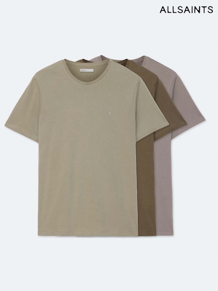 Green - Regular Allsaints Brace Short Sleeve Crew Neck T-shirts 3 Pack