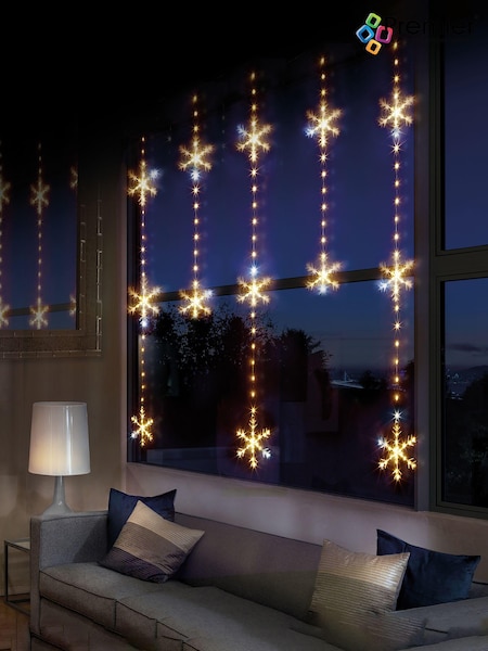 White Snowflake Curtain Flashing Christmas Line Lights (400531) | £34