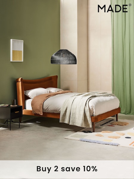 MADE.COM Orange Sawyer Bed in Velvet (400700) | £599 - £699