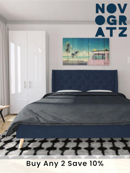 Novogratz Blue Her Majesty Linen Bed (400703) | £505