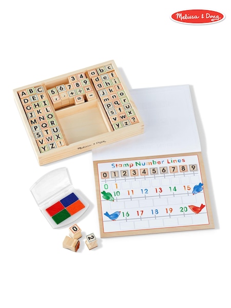 Melissa & Doug Deluxe Wooden Stamp Set ABCs 123s (403763) | £27