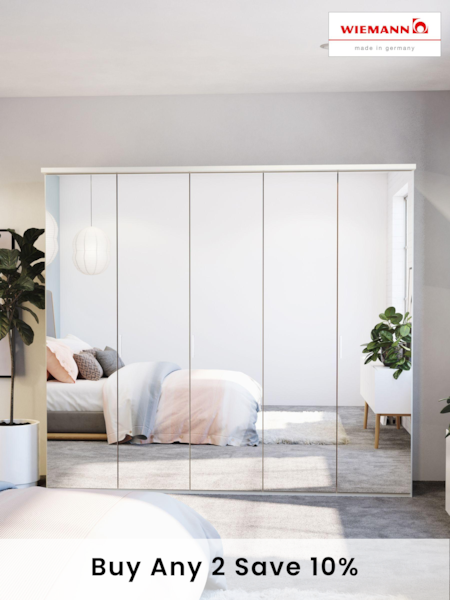 Wiemann Peyton White Mirror Semi Fitted 5 Door Wardrobe (403980) | £1,105